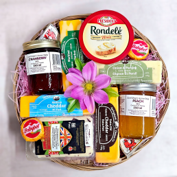 Cheese and Jam Gift Basket 12 inch tray